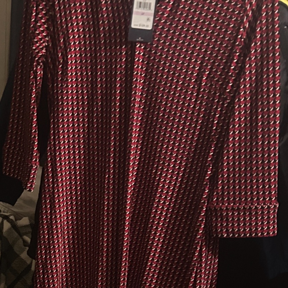 Tommy Hilfiger Red and White Patterned Dress